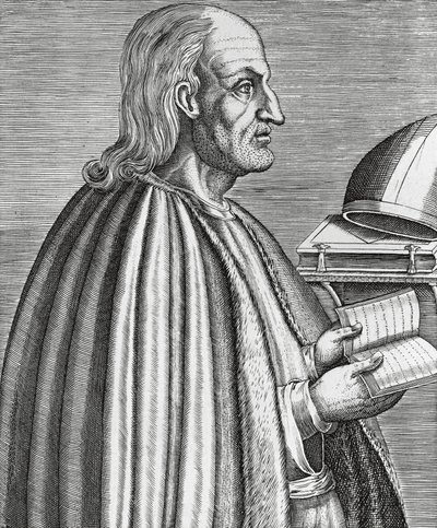 Portrett av Anselm av Canterbury også kjent som Anselm av Aosta (1033-1109), helgen, teolog og kirkedoktor, erkebiskop av Canterbury, gravering fra 1584 av Andre Thevet (1502-1590) av Andre Thevet