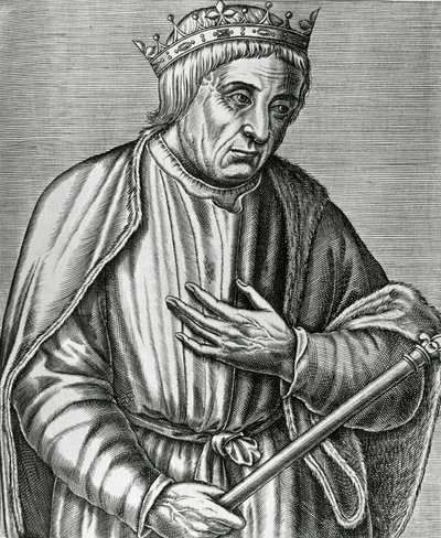 Portrett av Casimir III, konge av Polen, kjent som Great (1310-1370), gravering fra The Real Portraits and Lives of Illustrious Men av Andre Thevet