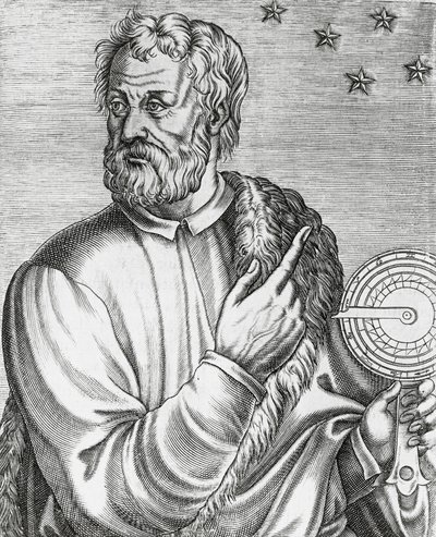 Portrett av Christopher Columbus (1451-1506), italiensk navigatør, gravering fra The True Portraits and Lives of Illustrious Men av Andre Thevet