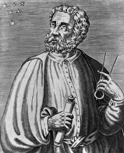 Portrett av Ferdinand Magellan (1480-1521), portugisisk navigatør, gravering av Andre Thevet (1504-1592) fra Sanne portretter og liv til illustere menn av Andre Thevet