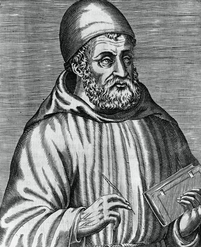 Portrett av John Duns, ofte kalt Duns Scotus (1265 eller 1266-1308), skotsk filosof og teolog, gravering av Andre Thevet (1504-1592) fra The Real Portraits and Lives of Illustrious Greek, Latin and Pagan Men av Andre Thevet