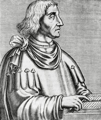 Portrett av Philippes de Commines (ca. 1445-ca. 1512), historiker og diplomat, gravering fra The True Portraits and Lives of Illustrious Men av Andre Thevet