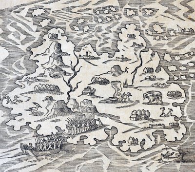 Trinity Island, gravering fra Universal Cosmology, av Andre Thevet (1504-1592), Paris av Andre Thevet