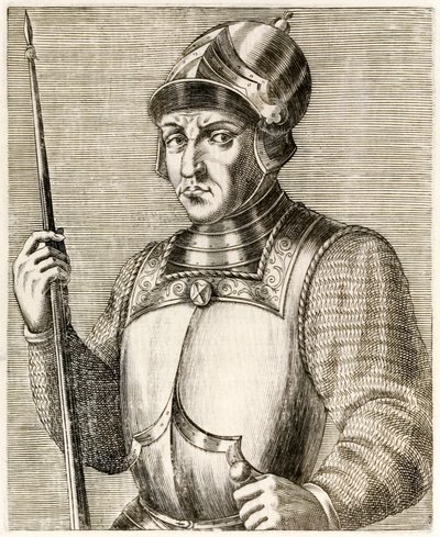 Vilhelm Erobreren, den første normanniske kongen av England, fra True Portraits av André Thévet utgitt i 1584 av Andre Thevet