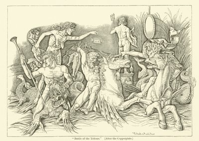 Battle of the Tritons (gravering) av Andrea (after) Mantegna