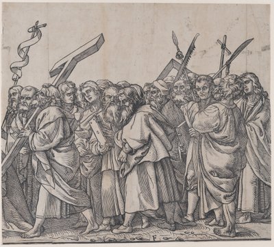 Seksjon F: Hellige som holder kors, bøker og våpen, fra The Triumph of Christ, 1836. av Andrea Andreani