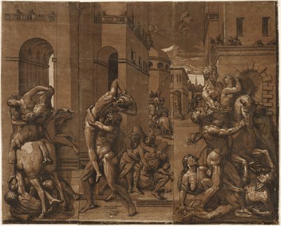 Bortføringen av de sabinske kvinnene, 1585. av Andrea Andreani