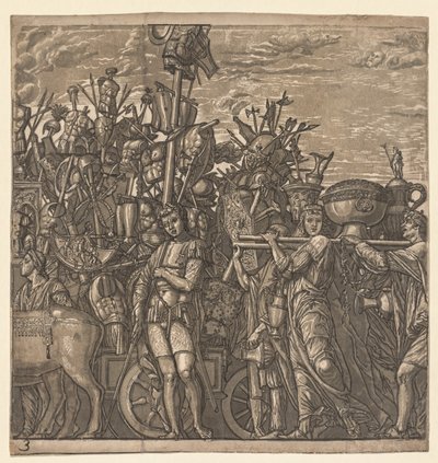 The Triumph of Julius Caesar: Soldiers Marching with Trophies of War, 1593-99. av Andrea Andreani