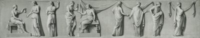 Et grisaille-panel som viser en kvinnelig prosesjon med tårer av Andrea Casali