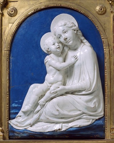 Madonnaen og barnet (Ydmykhetens Madonna) (glasert terrakotta) av Andrea Della Robbia