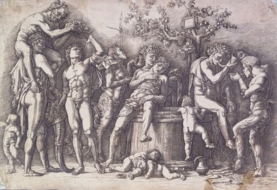 En Bacchanal med en vinpresse, ca. 1475 av Andrea Mantegna