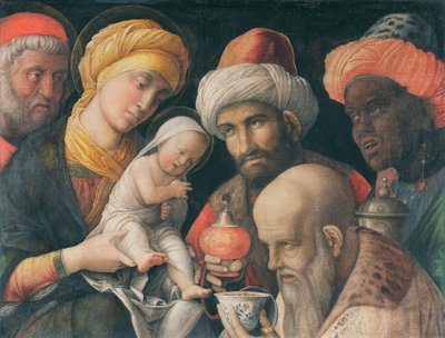 Adoration of the Magi, ca. 1495-1505 (Valpesyke på lin) av Andrea Mantegna