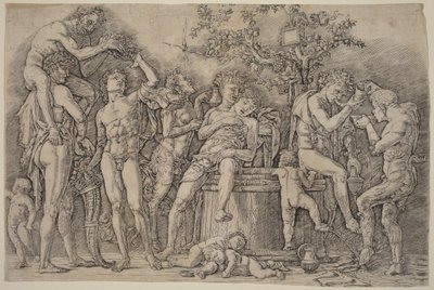 Bakkanal med et vinfat av Andrea Mantegna