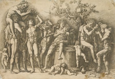 Bacchanal with a Wine Vat, ca. 1470-90 (gravering og tørrpunkt) av Andrea Mantegna
