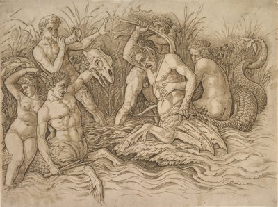 Battle of the Sea-Gods høyre halvdel, ca. 1485-88. av Andrea Mantegna