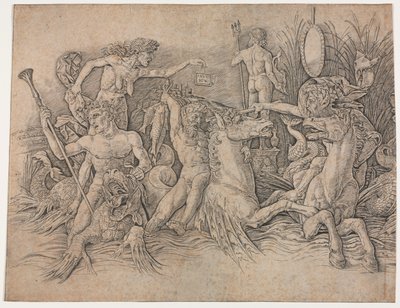 Battle of the Sea Gods - venstre del av Andrea Mantegna