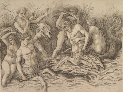 Battle of the Sea Gods Høyre del av en frise, ca. 1485-88. av Andrea Mantegna