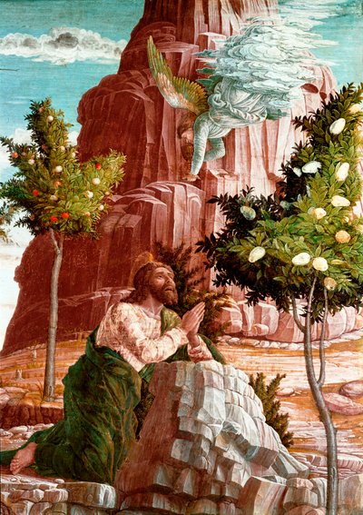 Kristus ber i Oljehagen. Detalj. Predelle av altertavlen til San Zeno de Verona. Maleri (tempera) på tre av Andrea Mantegna (1431-1506) av Andrea Mantegna