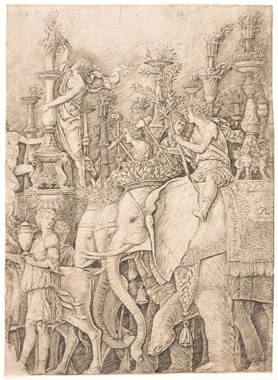 Elefanter som bærer fakler av Andrea Mantegna