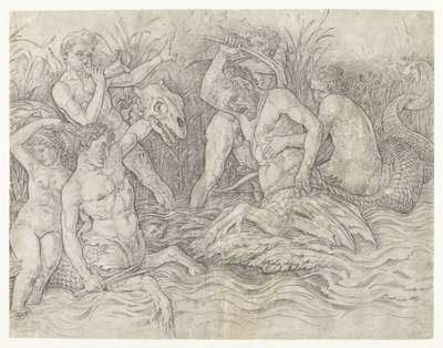 Slaget om tritoner med nereider på ryggen Slaget om havgudene av Andrea Mantegna