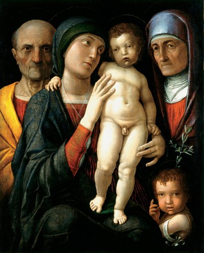 La Sainte Famille (Den hellige familie) - Maleri av Andrea Mantegna (1431-1506), olje på lerret (75x61,5), ca. 1495 - Statens kunstgalleri, Dresden (Tyskland) av Andrea Mantegna