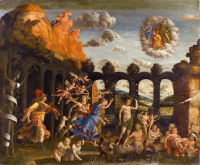 Minerva som fordriver lastene fra dydens hage av Andrea Mantegna