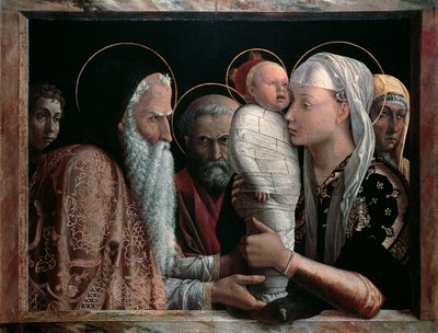 Presentasjon i tempel av Andrea Mantegna (1431-1506), tempera på lerret, 67x86 cm av Andrea Mantegna