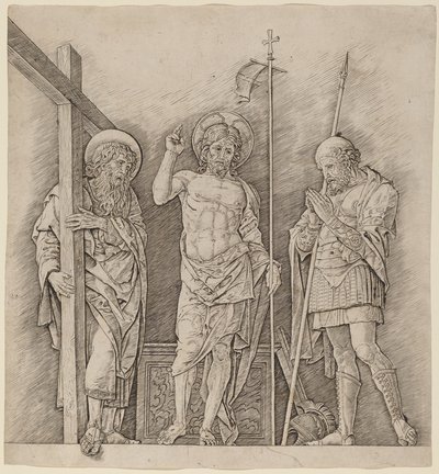 Den oppstandne Kristus mellom de hellige Andreas og Longinus av Andrea Mantegna