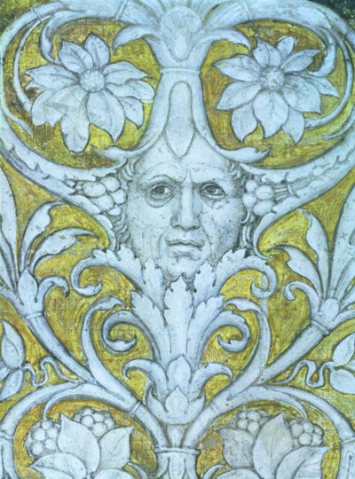 Selvportrett innlemmet i den dekorative frisen til Camera degli Sposi eller Camera Picta, 1465-74 freskodetalj av 78449 av Andrea Mantegna