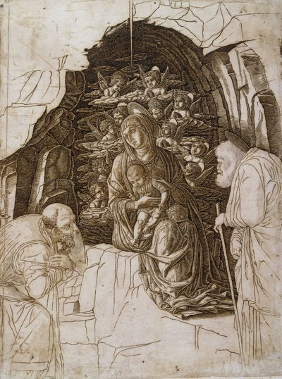 The Adoration of the Magi: The Virgin in the Grotte, ca. 1475-80 av Andrea Mantegna