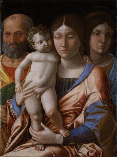 Den hellige familie med en helgen, 1495. av Andrea Mantegna