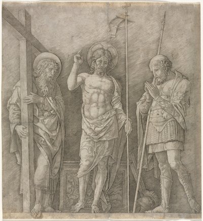 Den oppstandne Kristus mellom St Andrew og Longinus av Andrea Mantegna