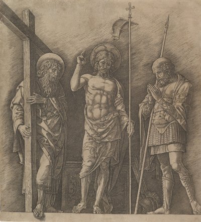Den oppstandne Kristus mellom Saint Andrew og Saint Longinus, ca. 1472. av Andrea Mantegna