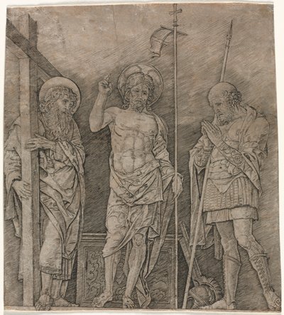 Den oppstandne Kristus mellom St Andrew og Longinus av Andrea Mantegna