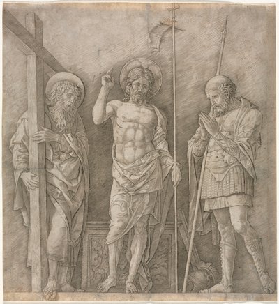 Den oppstandne Kristus mellom St Andrew og Longinus av Andrea Mantegna