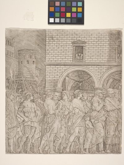Senatorene - The Triumph Of Julius Caesar (gravering på kremfarget papir) av Andrea Mantegna