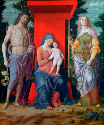 Jomfruen og barnet med de hellige, c1490-1505 av Andrea Mantegna