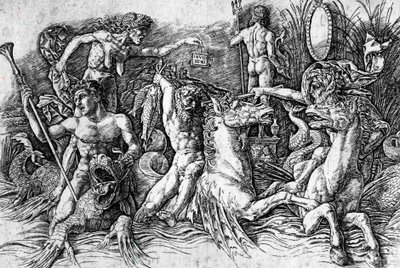 Slaget ved havgudene, av Andrea Mantegna (1431-1506), gravering. Detalj. av Andrea Mantegna