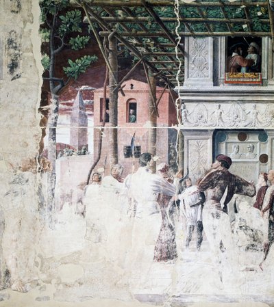 Fordømmelsen av Saint Christopher, detalj fra Martyrdom of Saint Christopher av Andrea Mantegna