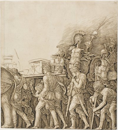 Triumph of Caesar: Soldiers Carrying Trophys av Andrea Mantegna