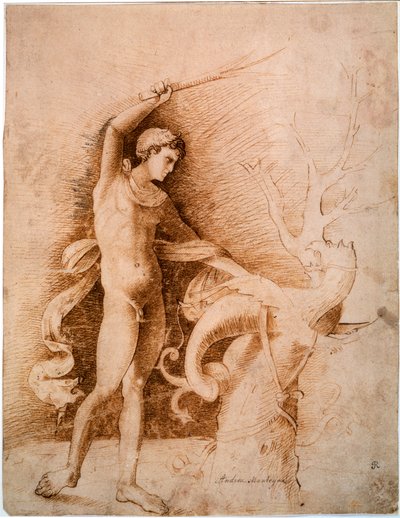 Ung mann Fighting the Dragon, slutten av 1400-tallet av Andrea Mantegna