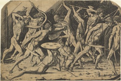 Slaget om nakne menn av Andrea Mantegna or School after Antonio del Pollaiuolo