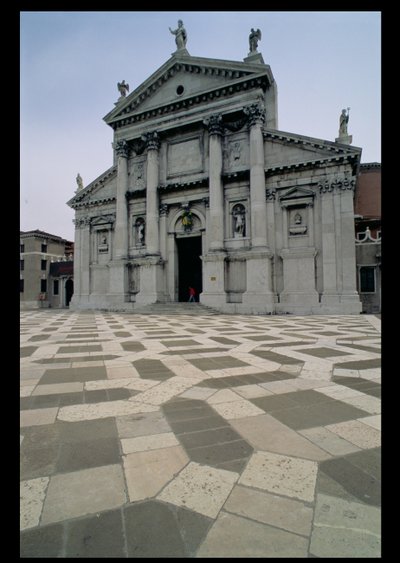 Fasade på kirken, bygget 1564-80, fasade utført i 1607-11 av Andrea Palladio