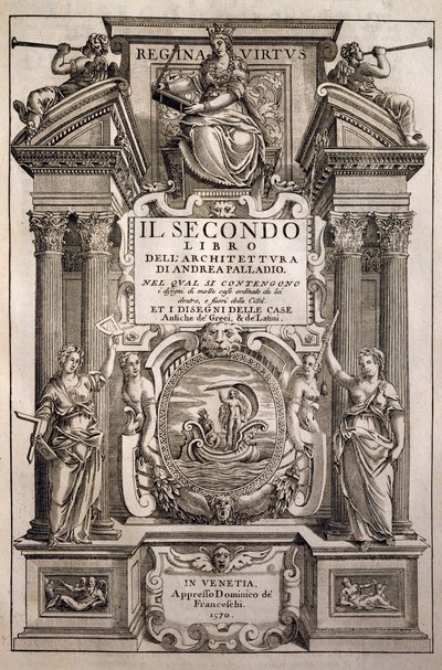 Tittelsiden til de fire arkitekturbøkene, bok II av Andrea Palladio