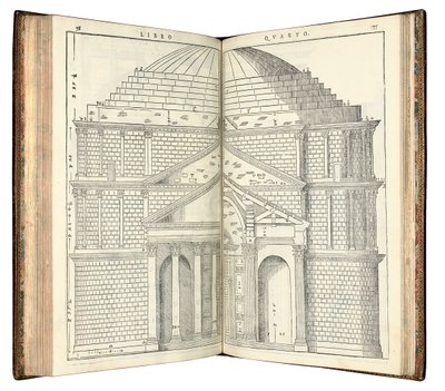 To utsikter over Pantheon, 1570 av Andrea Palladio