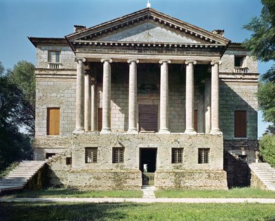 Utsikt over hovedfasaden, bygget i 1559-60 av Andrea Palladio