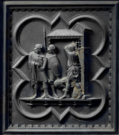 The Capitation of St John the Baptist, sekstende panel av sørdørene til dåpskapellet i San Giovanni, 1336 (bronse) av Andrea Pisano