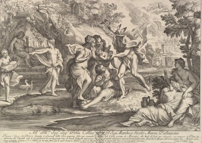 Bacchus som barn gitt av Mercury til omsorgen for nymfene. av Andrea Procaccini