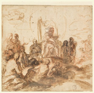 Design for Allegory of Divine Wisdom, resepsjonsrom, Palazzo Barberini, Roma, Italia av Andrea Sacchi