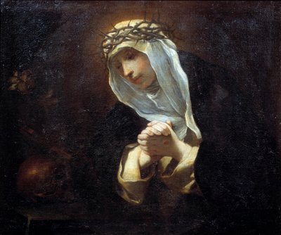 Representasjon av Saint Catherine of Siena (1347-1380) (olje på lerret) av Andrea Sacchi